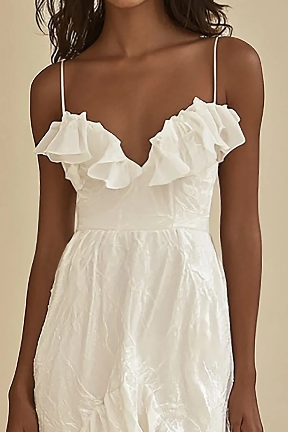 White Spaghetti Straps Long Engagement Dress sold by Zapaka product image thumbnail 2
