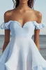 Sky Blue Off the Shoulder A Line Cocktail Dress with Ruffles sold by Zapaka
