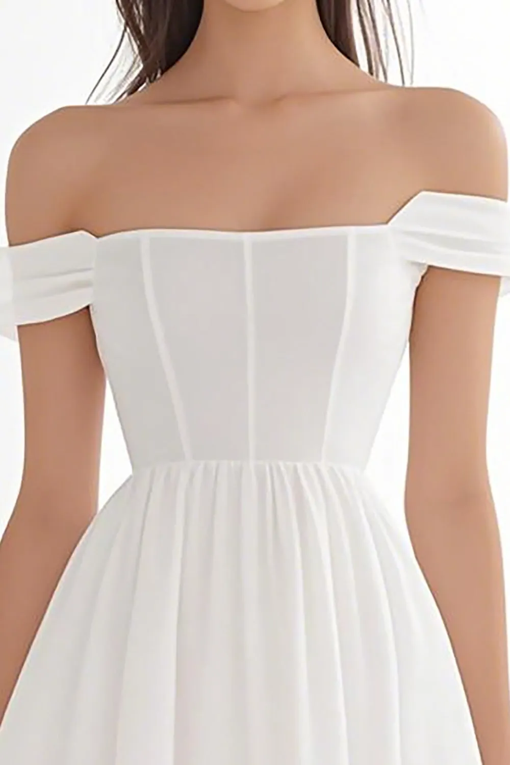 Off the Shoulder Ivory Corset A Line Graduation Dress sold by Zapaka product image thumbnail 2