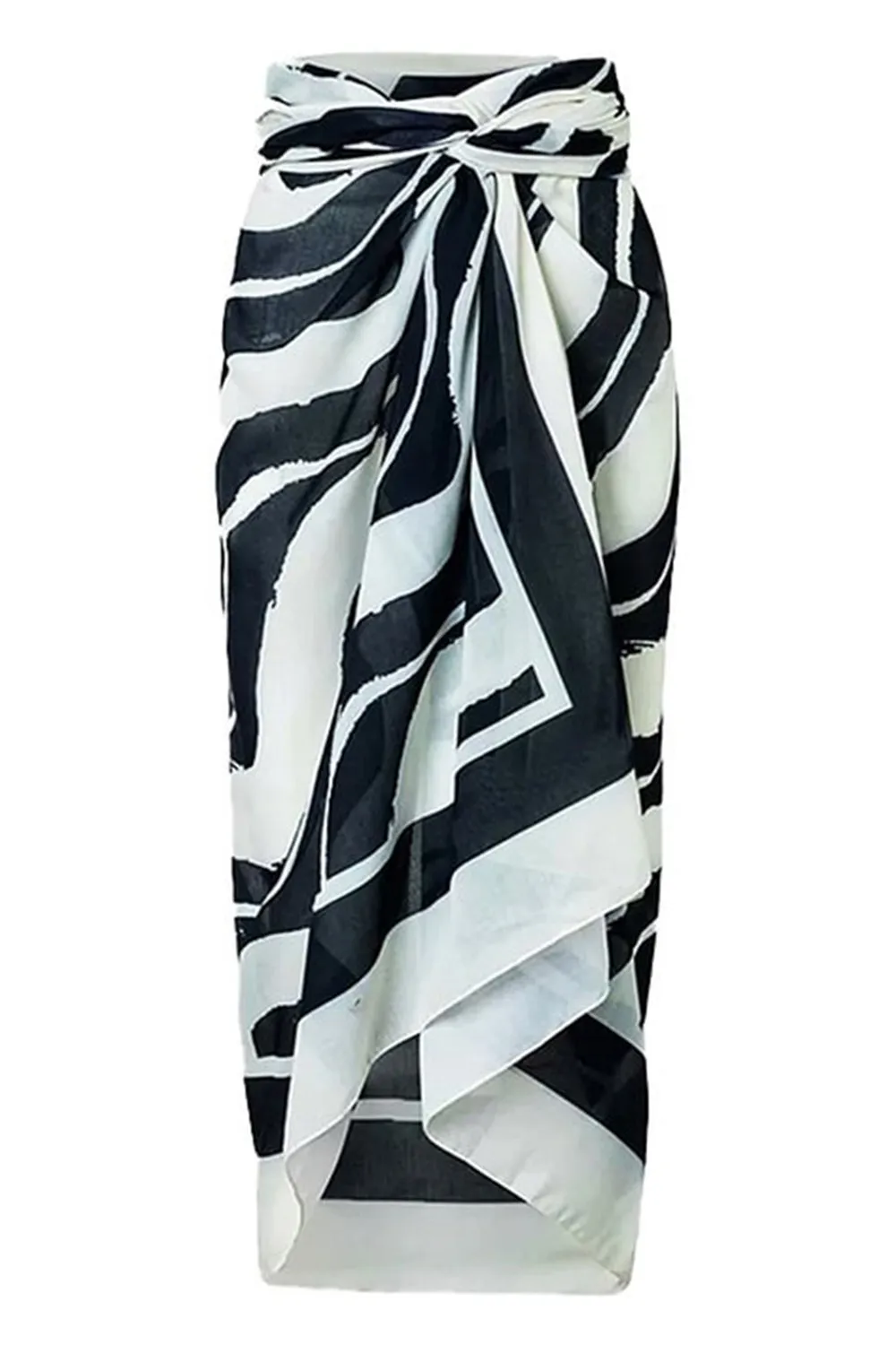 Black White One Piece Ruffled Beach Swimwear sold by Zapaka product image thumbnail 3