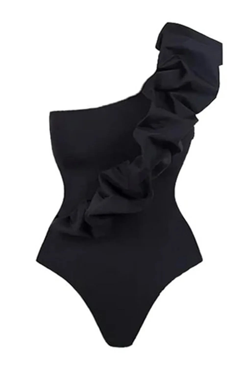 Black White One Piece Ruffled Beach Swimwear sold by Zapaka product image thumbnail 2