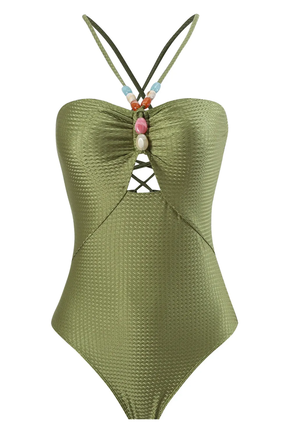 Dusty Green One Piece Cut Out Beach Swimwear sold by Zapaka product image thumbnail 2