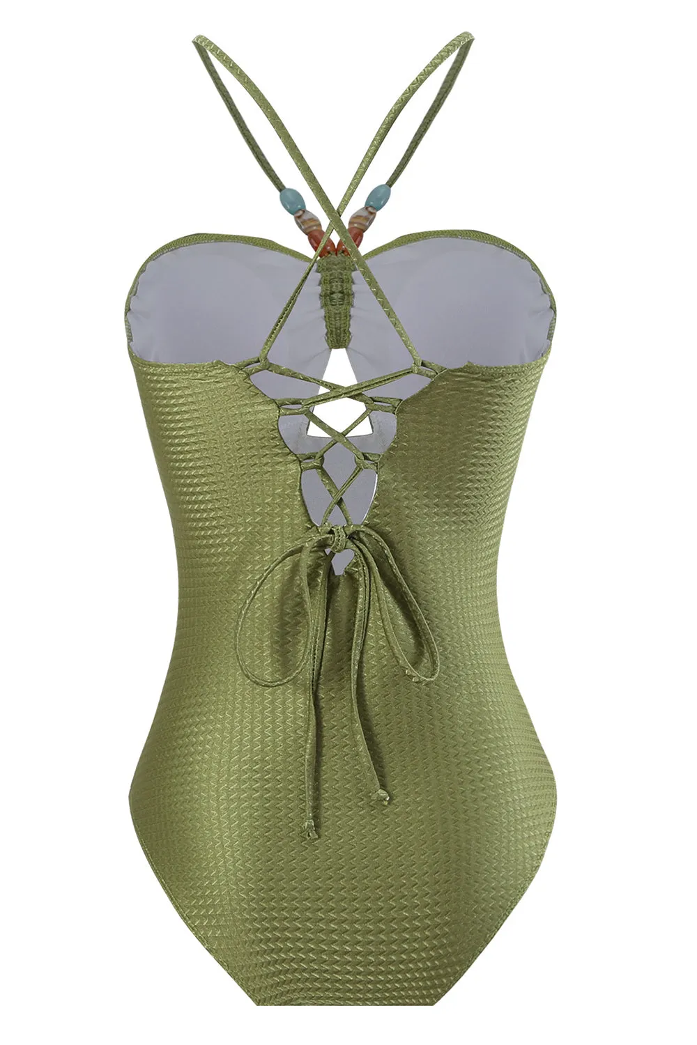 Dusty Green One Piece Cut Out Beach Swimwear sold by Zapaka product image thumbnail 3