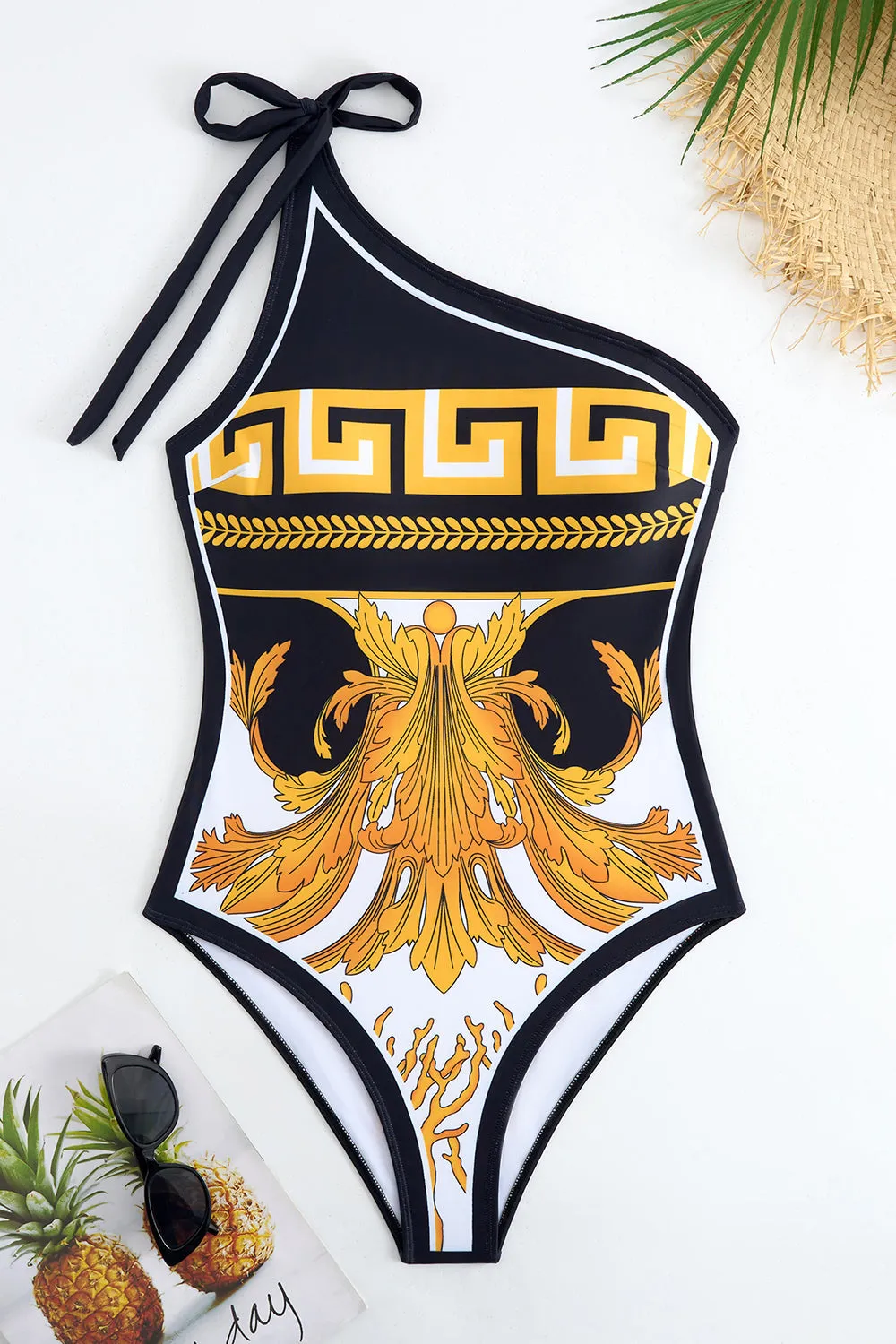 Print One Shoulder Golden Swimsuit sold by Zapaka product image thumbnail 3