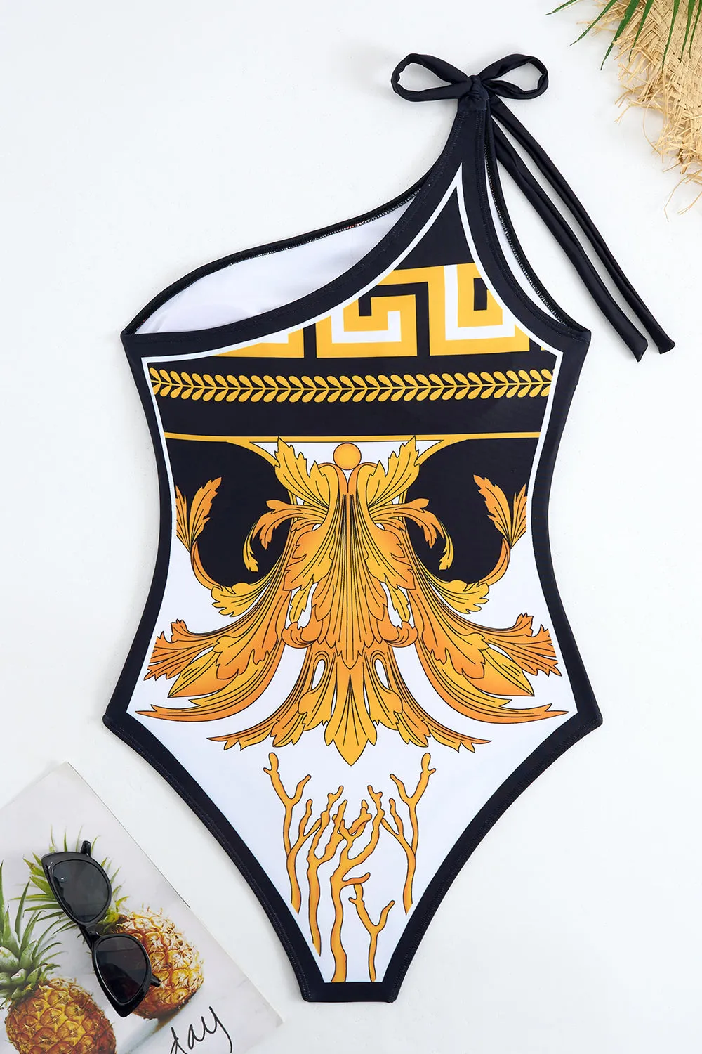 Print One Shoulder Golden Swimsuit sold by Zapaka product image thumbnail 4