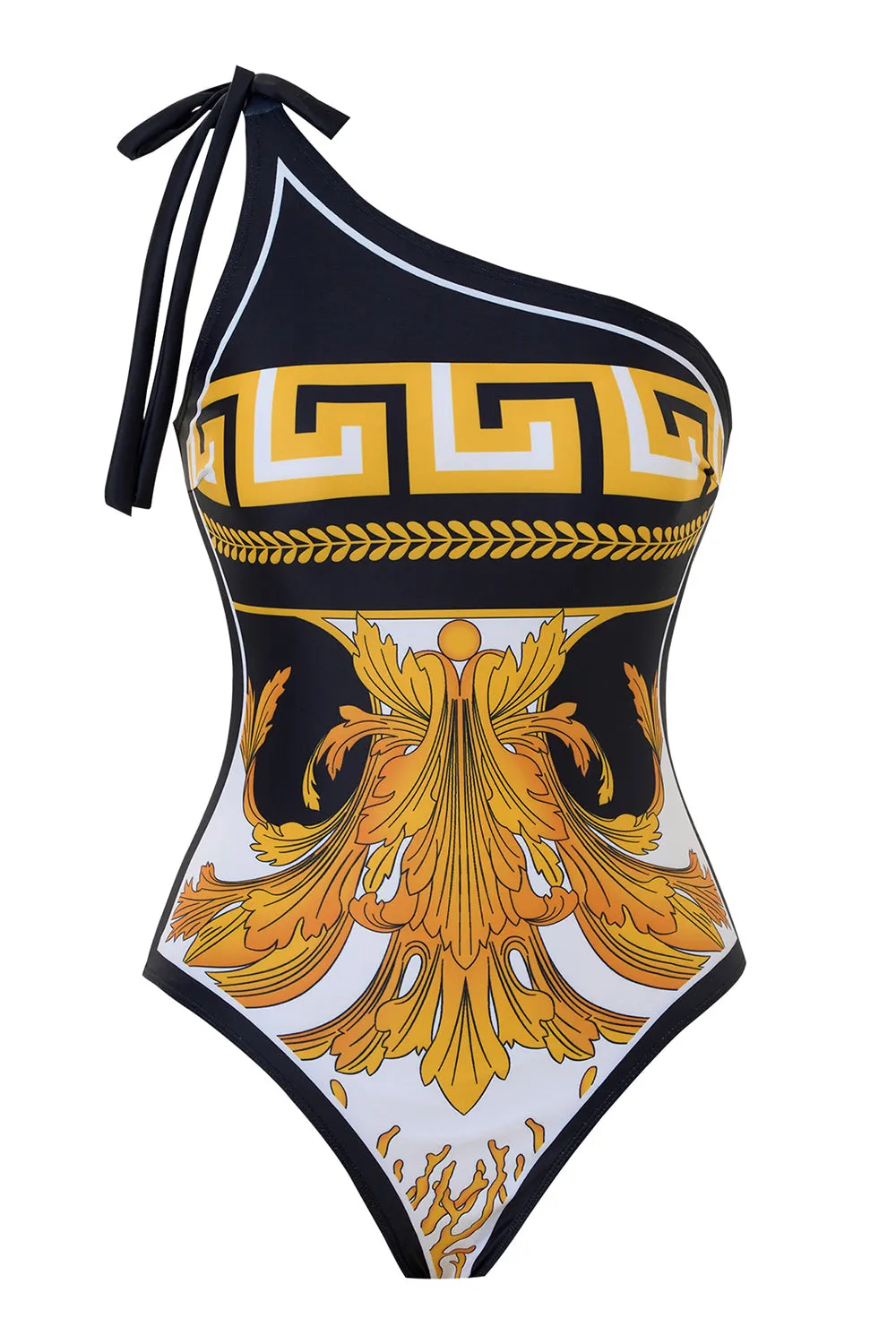 Print One Shoulder Golden Swimsuit sold by Zapaka