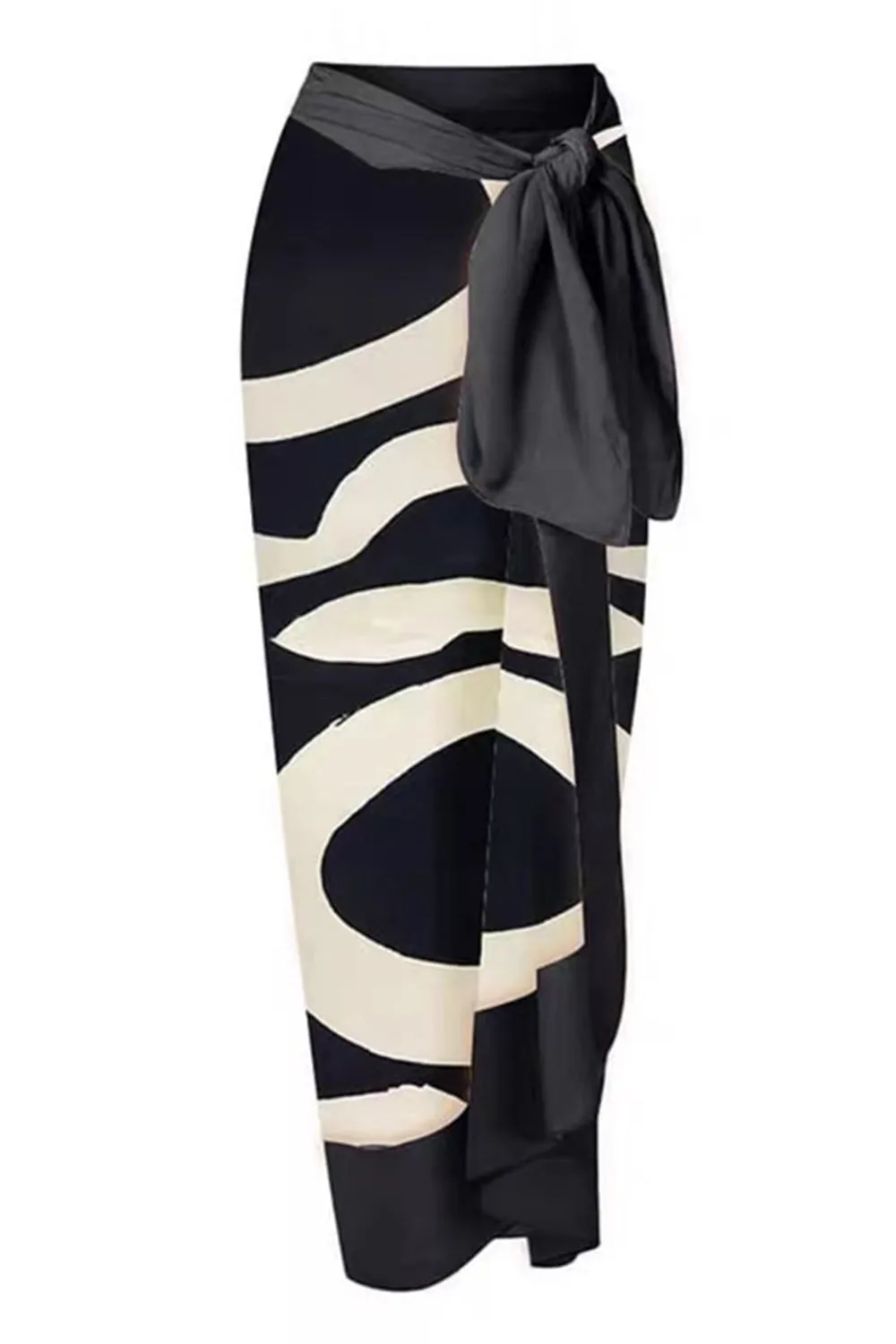 Halter One Piece Black And White Printed Swimwear sold by Zapaka product image thumbnail 3