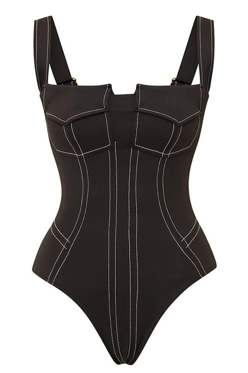 Black Sleeveless One Piece Swimwear with Pants sold by Zapaka product image thumbnail 2