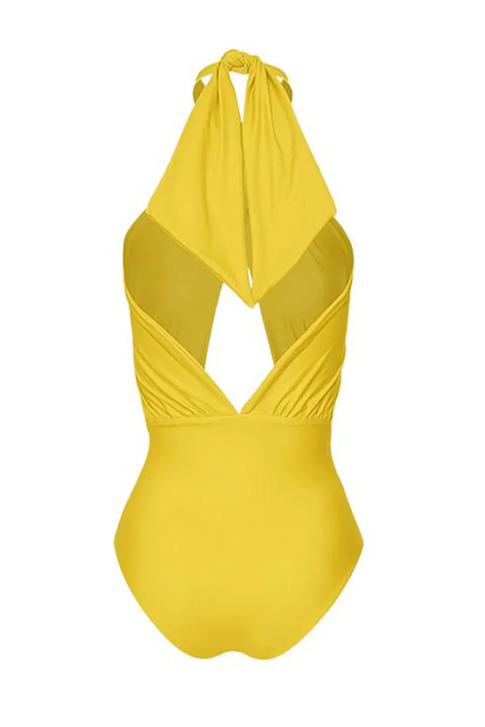 Halter One Piece Yellow Printed Swimwear sold by Zapaka product image thumbnail 3