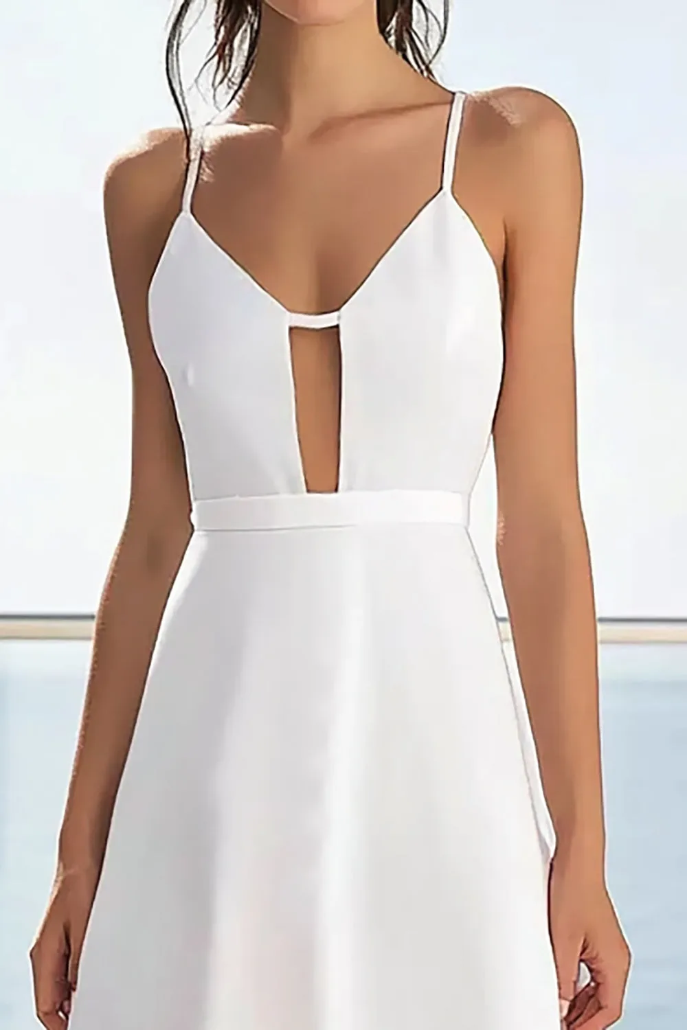 White Spaghetti Straps A Line Graduation Dress with Lace sold by Zapaka product image thumbnail 2