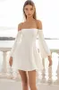 A Line Off The Shoulder White Graduation Dress sold by Zapaka