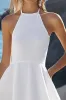 A Line Halter Chiffon Simple Graduation Dress sold by Zapaka
