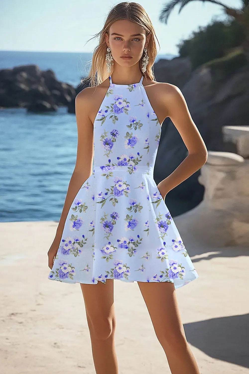 A Line Halter Chiffon Simple Graduation Dress sold by Zapaka product image thumbnail 3