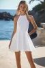 A Line Halter Chiffon Simple Graduation Dress sold by Zapaka