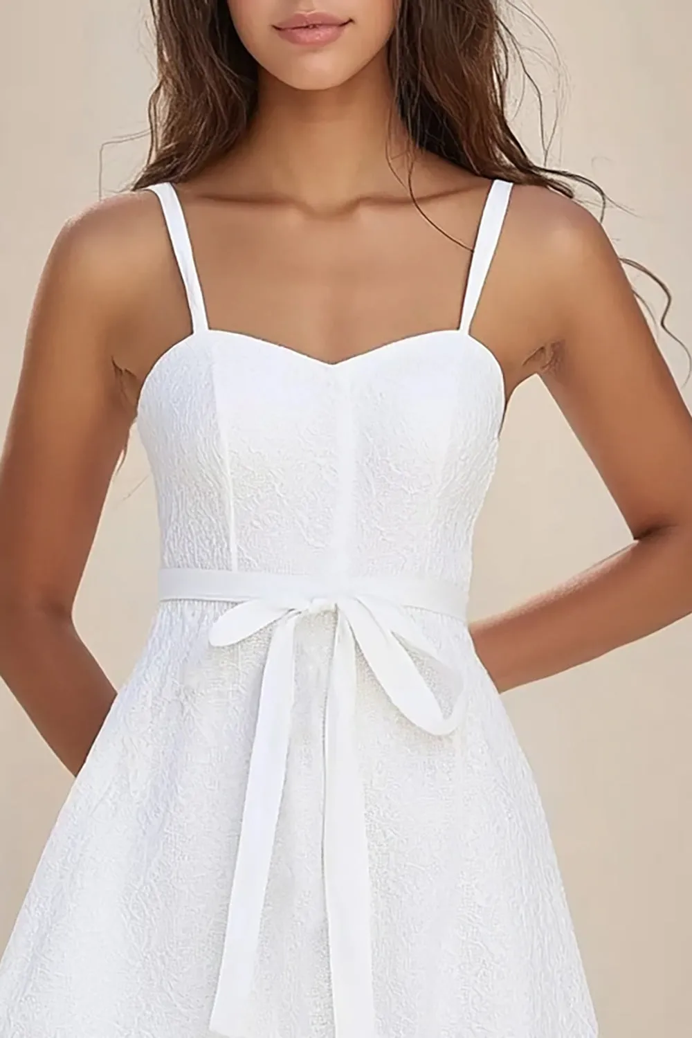 A Line White Lace Graduation Dress with Bow sold by Zapaka product image thumbnail 2