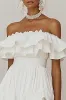 Off The Shoulder Ruffled A Line White Graduation Dress sold by Zapaka