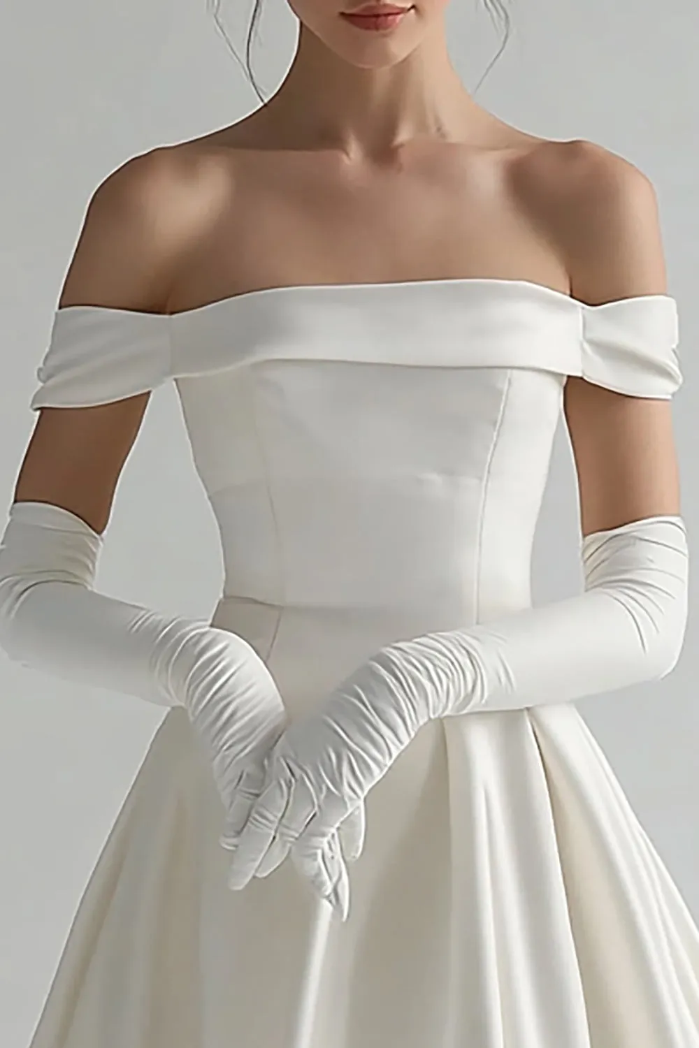 Off The Shoulder Satin A Line White Graduation Dress sold by Zapaka product image thumbnail 2
