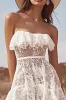 Strapless White Lace A Line Ruffled Boho Wedding Dress sold by Zapaka