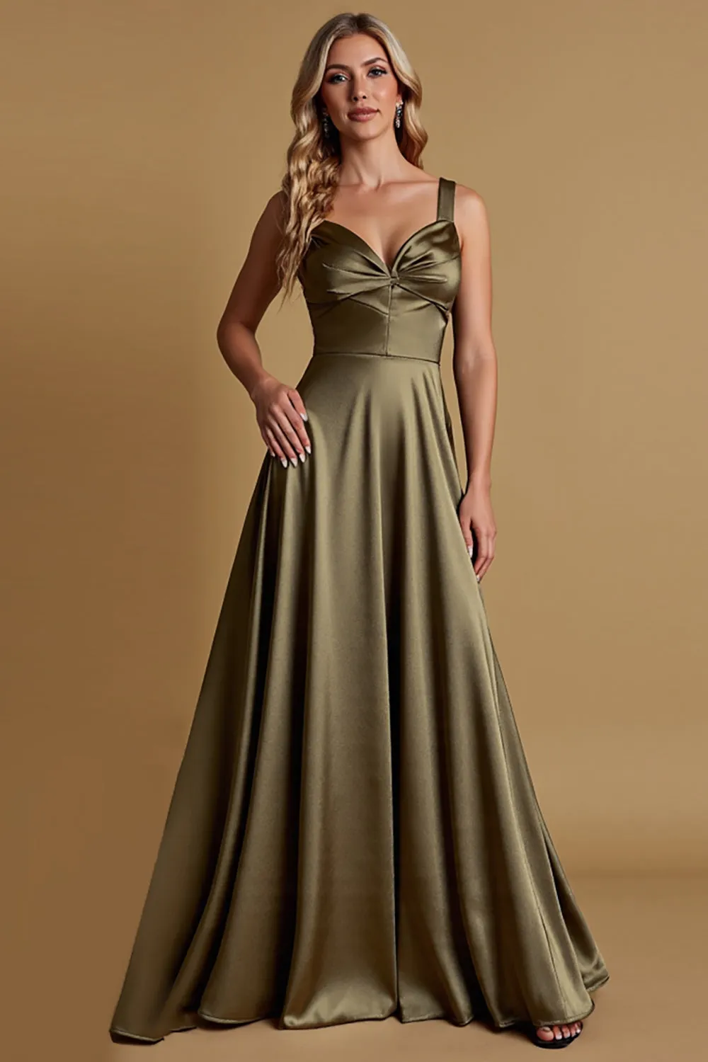 Olive A Line Satin Bridesmaid Dress sold by Zapaka