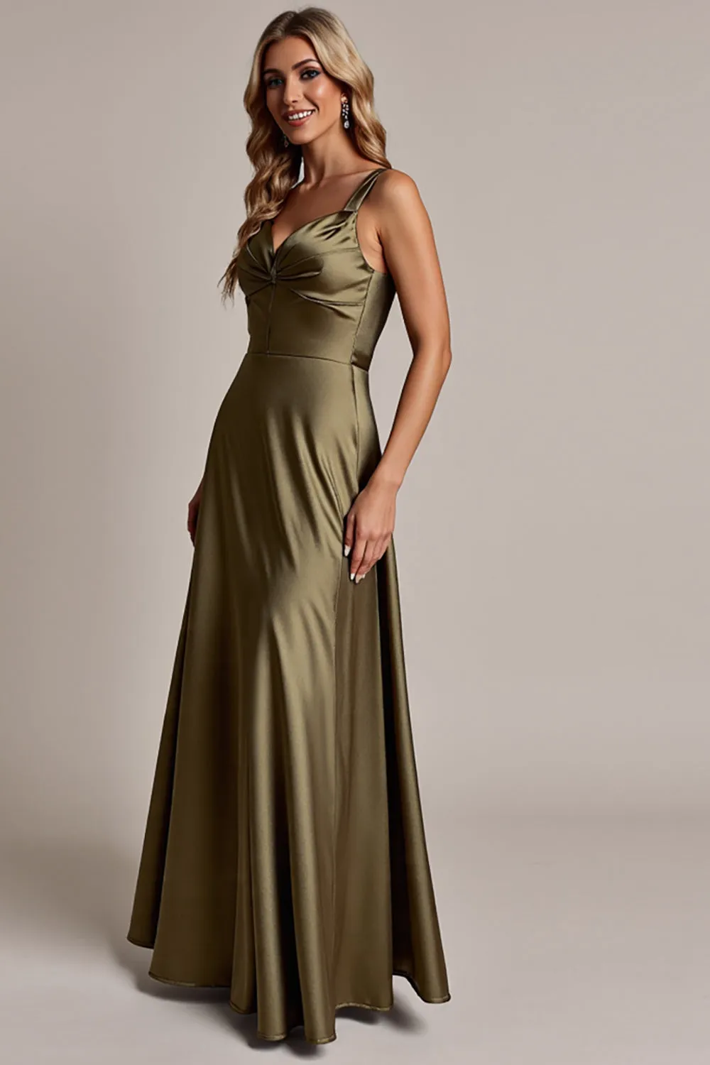 Olive A Line Satin Bridesmaid Dress sold by Zapaka product image thumbnail 2