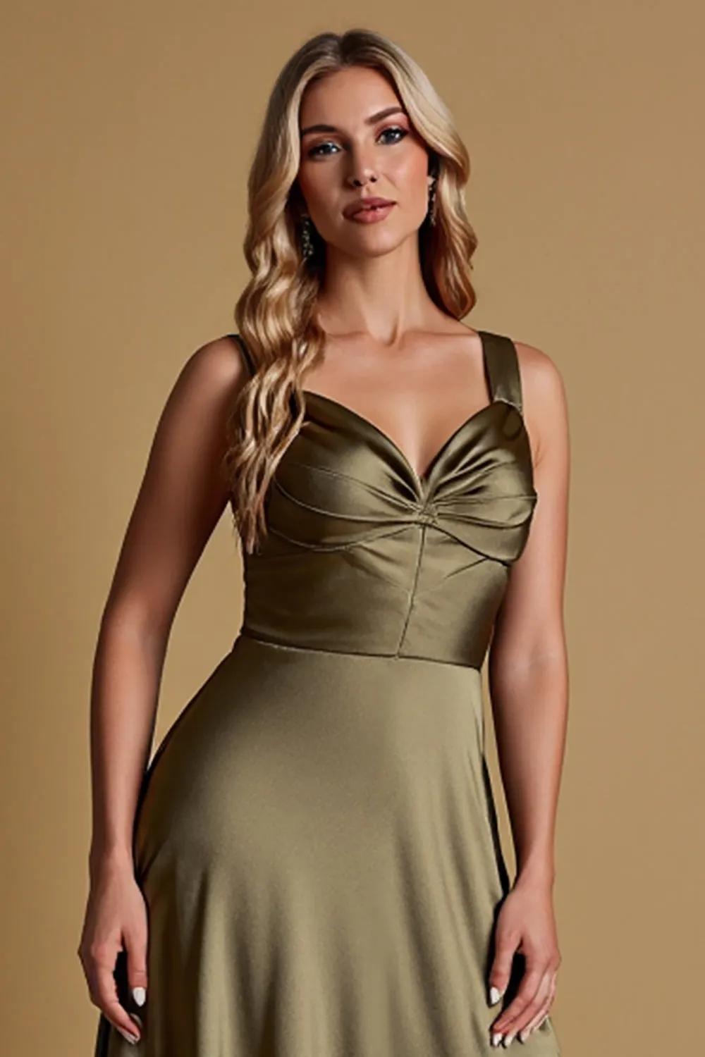 Olive A Line Satin Bridesmaid Dress sold by Zapaka product image thumbnail 4