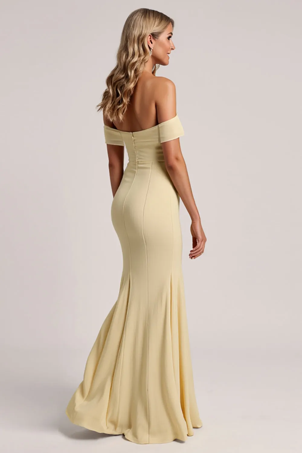 Off The Shoulder Yellow Mermaid Bridesmaid Dress sold by Zapaka product image thumbnail 2