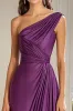 Ruched Purple One Shoulder A Line Formal Dress sold by Zapaka