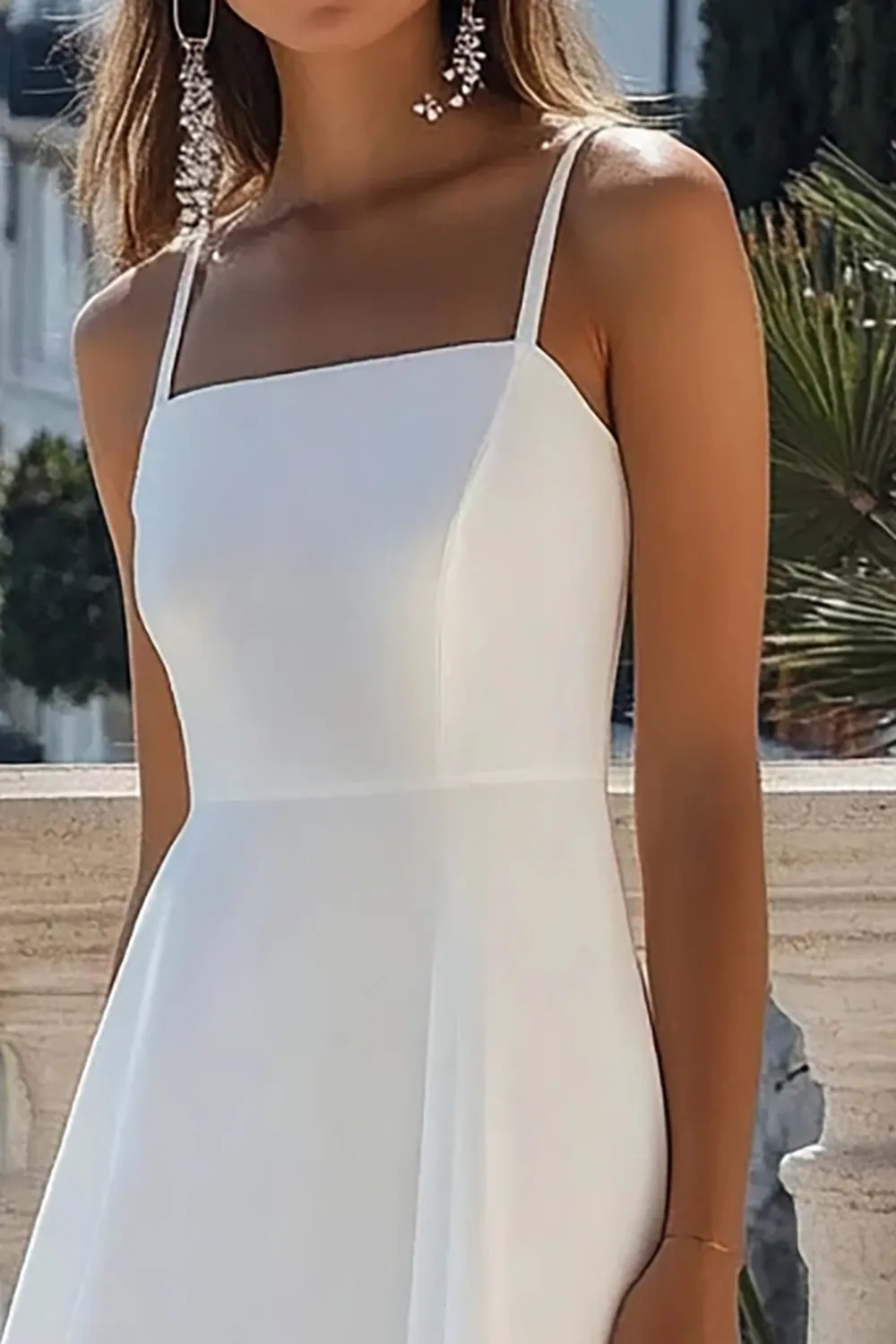 A Line Spaghetti Straps White Chiffon Formal Dress sold by Zapaka product image thumbnail 2