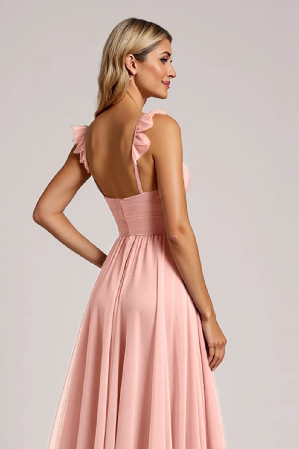 Blush A Line Ruched Bridesmaid Dress sold by Zapaka product image thumbnail 5