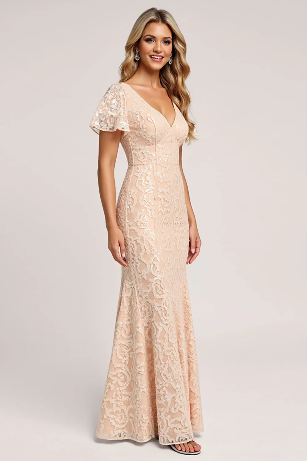 Lace Apricot Mermaid Mother of the Bride Dress sold by Zapaka product image thumbnail 3