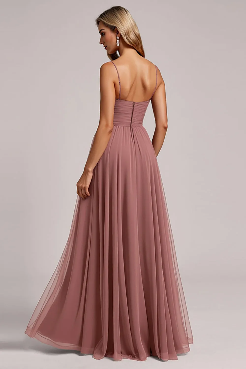 Vintage Mauve A Line V Neck Chiffon Bridesmaid Dress sold by Zapaka product image thumbnail 2