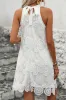 Halter White A Line Mini Lace Summer Dress sold by Zapaka