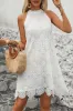 Halter White A Line Mini Lace Summer Dress sold by Zapaka