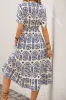 Blue A Line Printed Midi Summer Dress sold by Zapaka