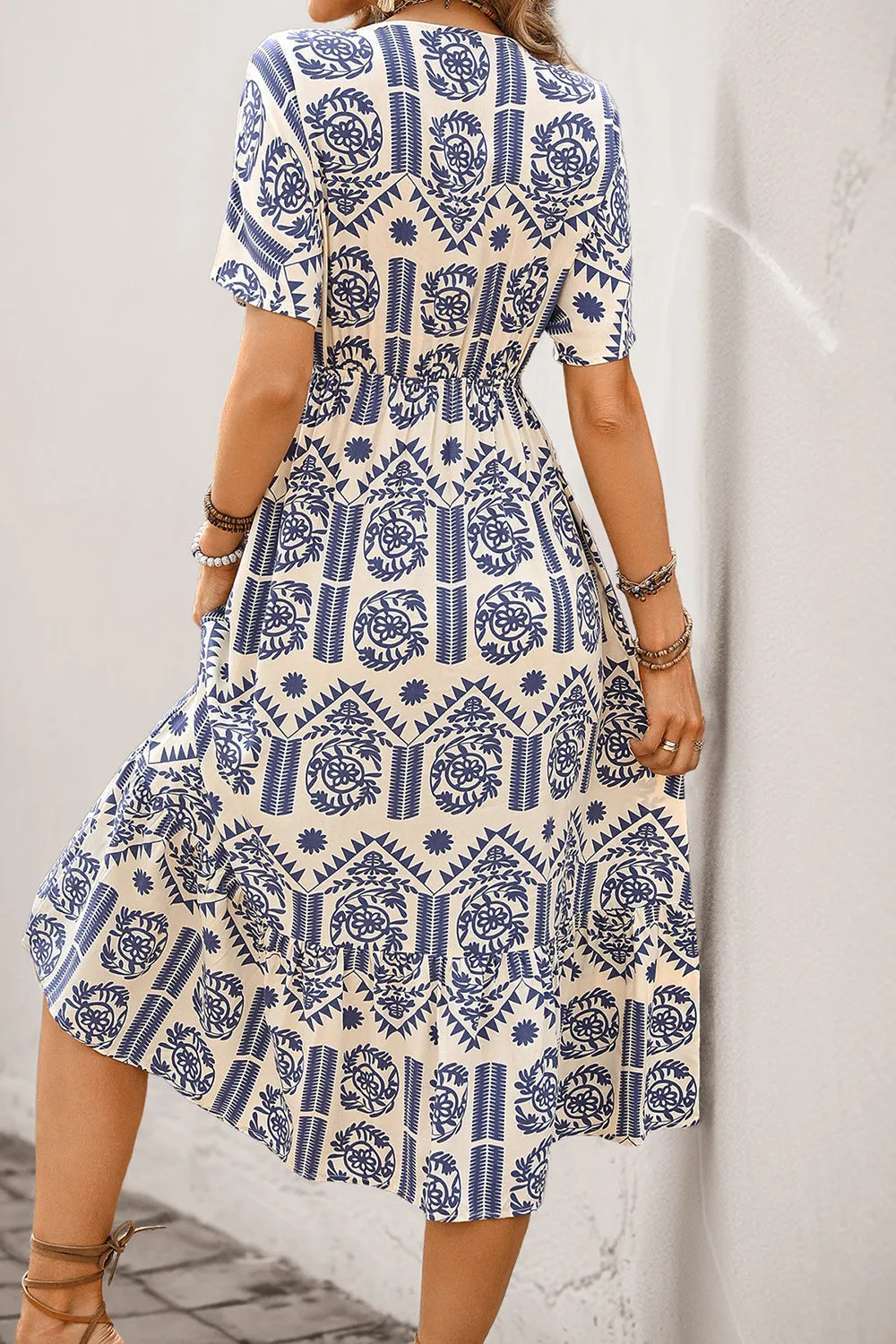Blue A Line Printed Midi Summer Dress sold by Zapaka product image thumbnail 2