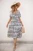 Blue A Line Printed Midi Summer Dress sold by Zapaka