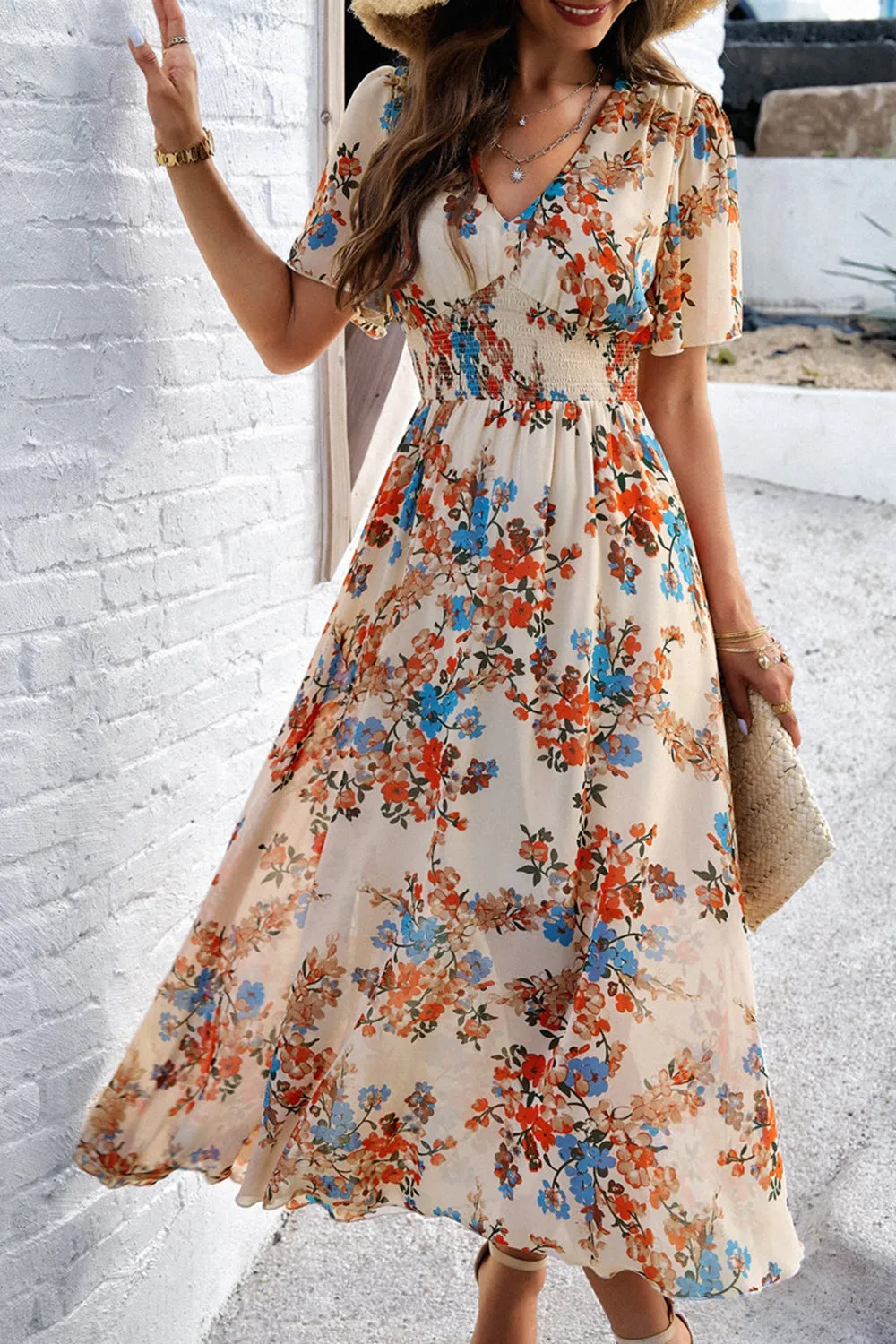 Apricot A Line Long Floral Summer Dress sold by Zapaka product image thumbnail 2