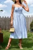 Blue A Line Spaghetti Straps Summer Dress With Slit sold by Zapaka