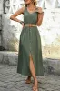 Army Green A Line Summer Dress with Belt sold by Zapaka