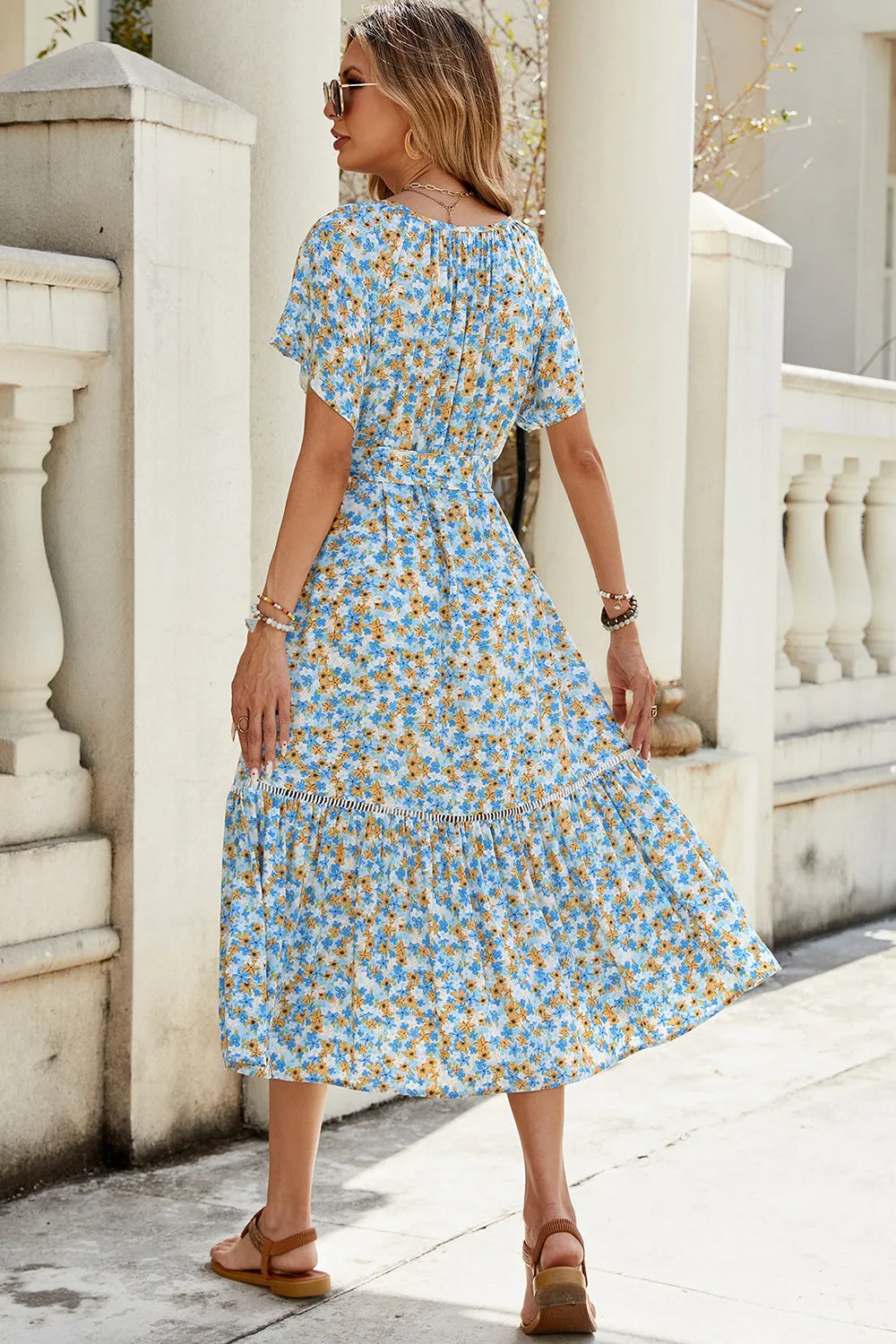 Blue A Line Floral Long Summer Dress sold by Zapaka product image thumbnail 2