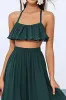 Halter A Line Two Piece Chiffon Dark Green Summer Dress sold by Zapaka