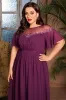 Grape Chiffon Boat Neck Long Mother of the Bride Dress sold by Zapaka