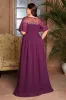 Grape Chiffon Boat Neck Long Mother of the Bride Dress sold by Zapaka