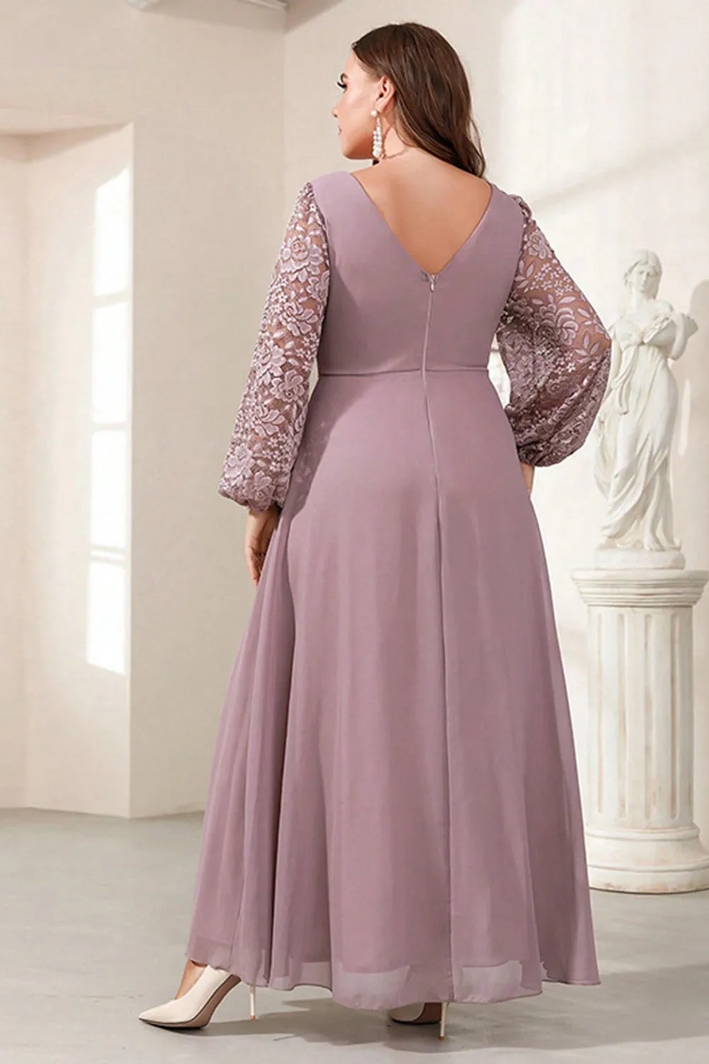 Purple Chiffon Long Sleeve Mother of the Bride Dress with Appliques sold by Zapaka product image thumbnail 2