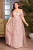 Blush Plus Size Long Mother of the Bride Dress with Appliques sold by Zapaka