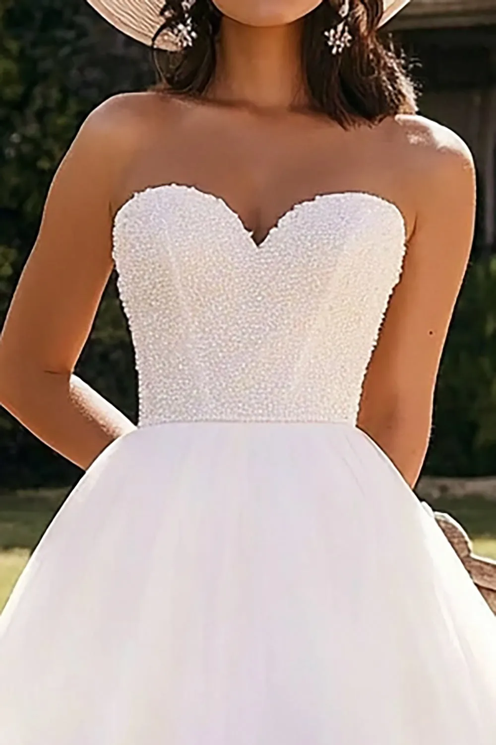 Strapless A Line White Knee Length Wedding Dress With Beading sold by Zapaka product image thumbnail 2
