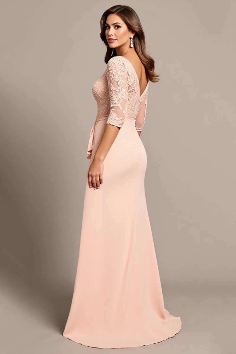 Mermaid Blush Applique Mother of the Bride Dress with Slit sold by Zapaka product image thumbnail 2