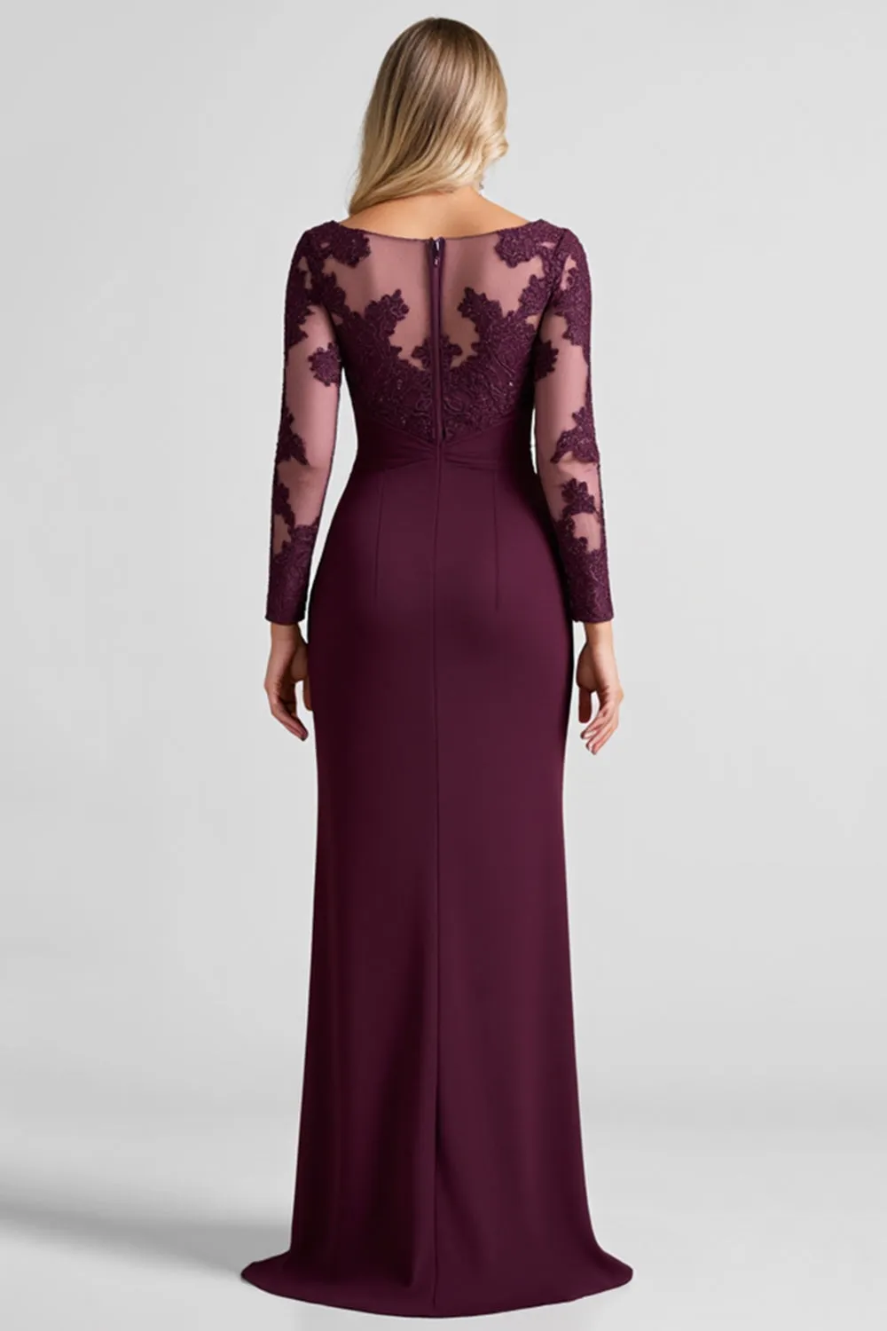 Grape Lace Applique Sheath Mother of the Bride Dress with Slit sold by Zapaka product image thumbnail 2