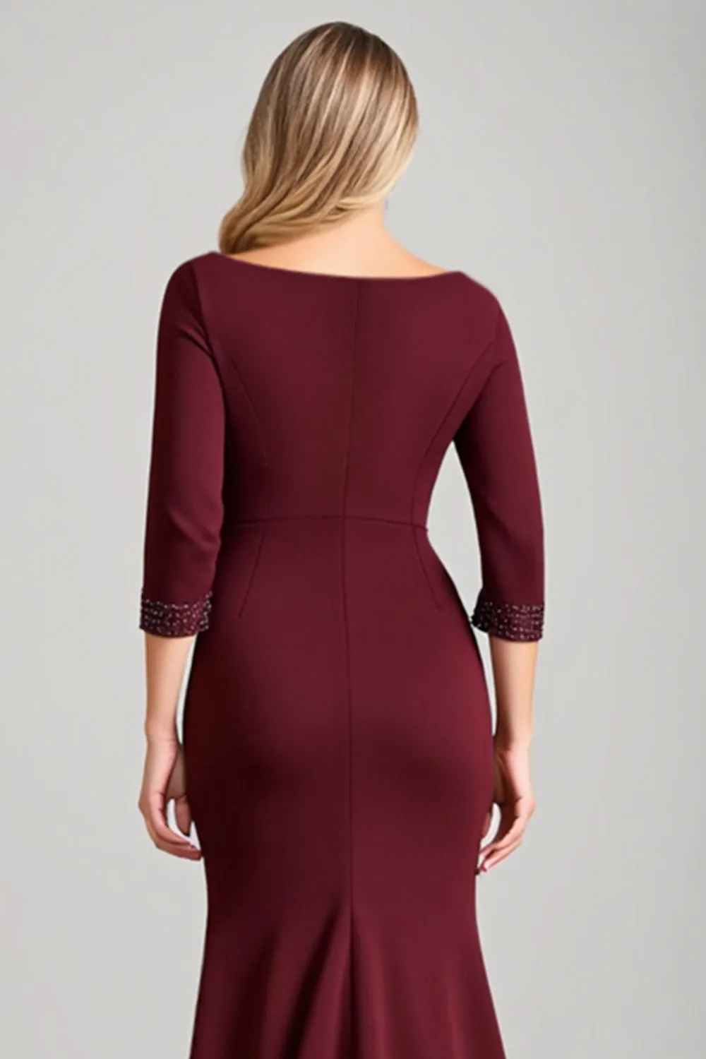Burgundy Mermaid Mother of the Bride Dress with Slit sold by Zapaka product image thumbnail 4