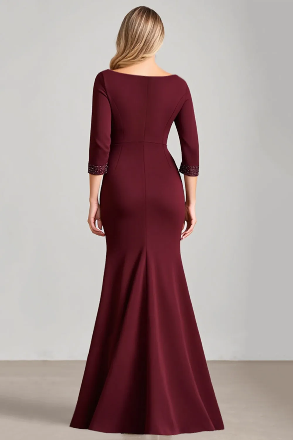 Burgundy Mermaid Mother of the Bride Dress with Slit sold by Zapaka product image thumbnail 2